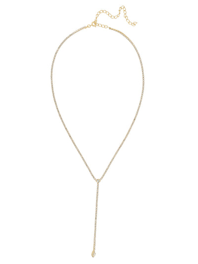 Mini Lena Lariat Long Necklace - 4NFL13BGCRY - <p>The Mini Lena Lariat Long Necklace features a dainty rhinestone Ychain, adjustable and secured with a spring ring clasp. From Sorrelli's Crystal collection in our Bright Gold-tone finish.</p>