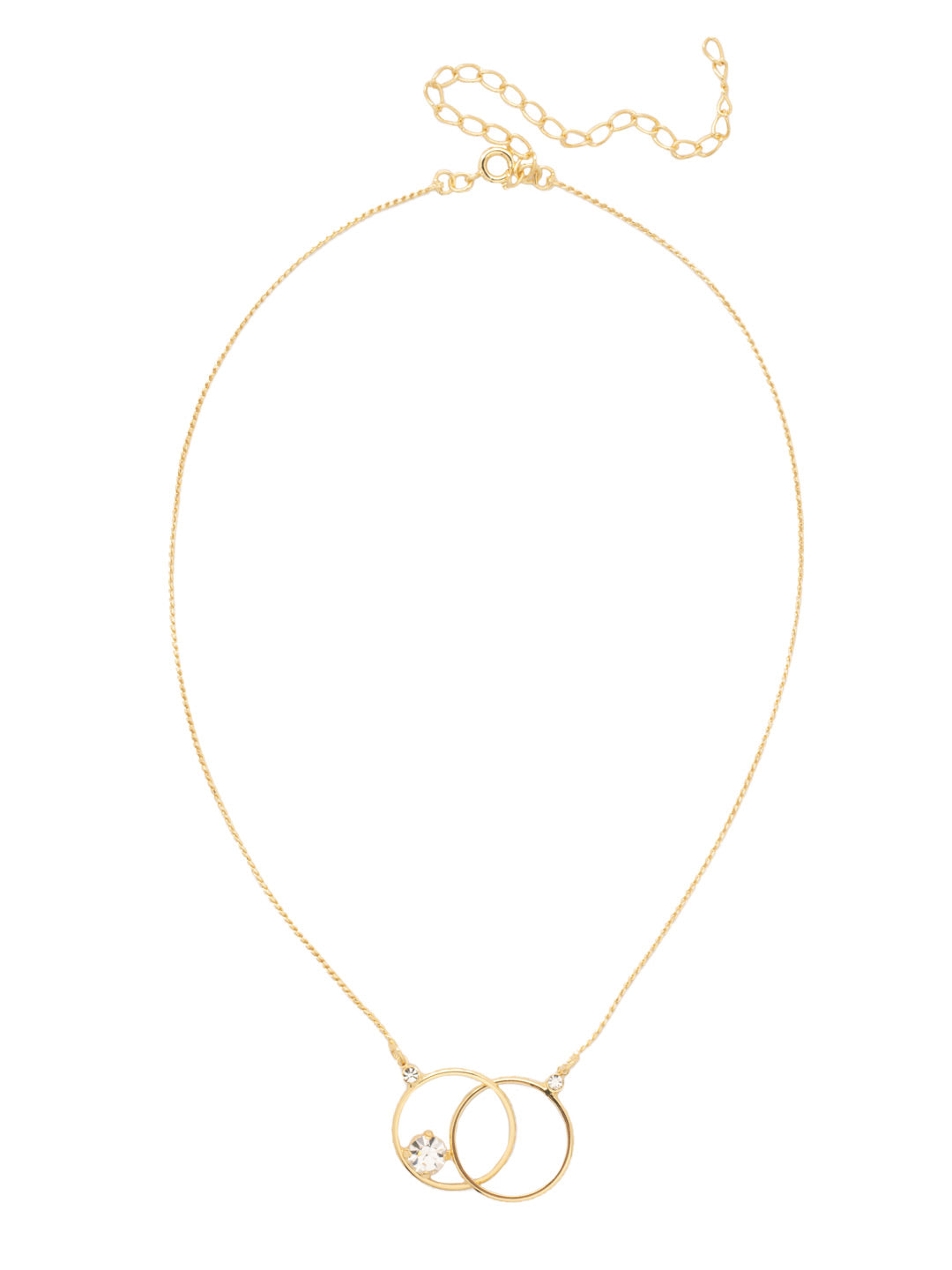 Lacey Pendant Necklace - 4NFL16BGCRY - <p>The Lacey Pendant Necklace features two intertwined metal rings with a single round cut crystal stud, adjustable and secured with a spring ring clasp. From Sorrelli's Crystal collection in our Bright Gold-tone finish.</p>