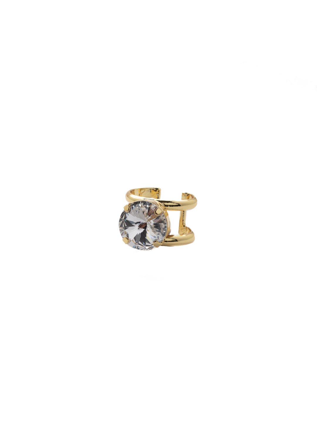 Nadine Statement Ring - 4REZ17BGCRY - <p>The Nadine Statement Ring does just that…makes a statement! Two adjustable ring bands host a chunky round cut crystal. From Sorrelli's Crystal collection in our Bright Gold-tone finish.</p>