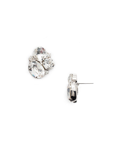 Elegant Crystal Cluster Stud Earrings - 7EA4RHCRY - The Elegnat Crystal Cluster is a mist have. A mixture of different shaped and sized crytsals creates the most gorgeous cluster. From Sorrelli's Crystal collection in our Palladium Silver-tone finish.
