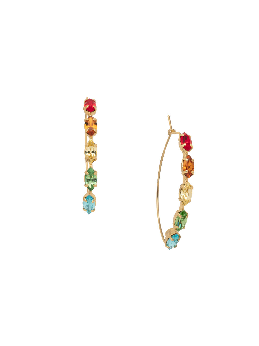 Vera Mini Hoop Earrings - 8EA11BGPRI - <p>Navette crystals line an oblong hoop to create the trendy Vera Mini Hoop Earrings. From Sorrelli's Prism collection in our Bright Gold-tone finish.</p>