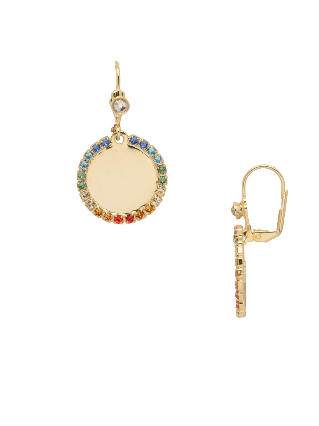 Medallion Dangle Earrings - 8EA3BGPRI - <p>The Medallion Dangle Earrings feature a metal disk embellished with crystals around the edges. From Sorrelli's Prism collection in our Bright Gold-tone finish.</p>