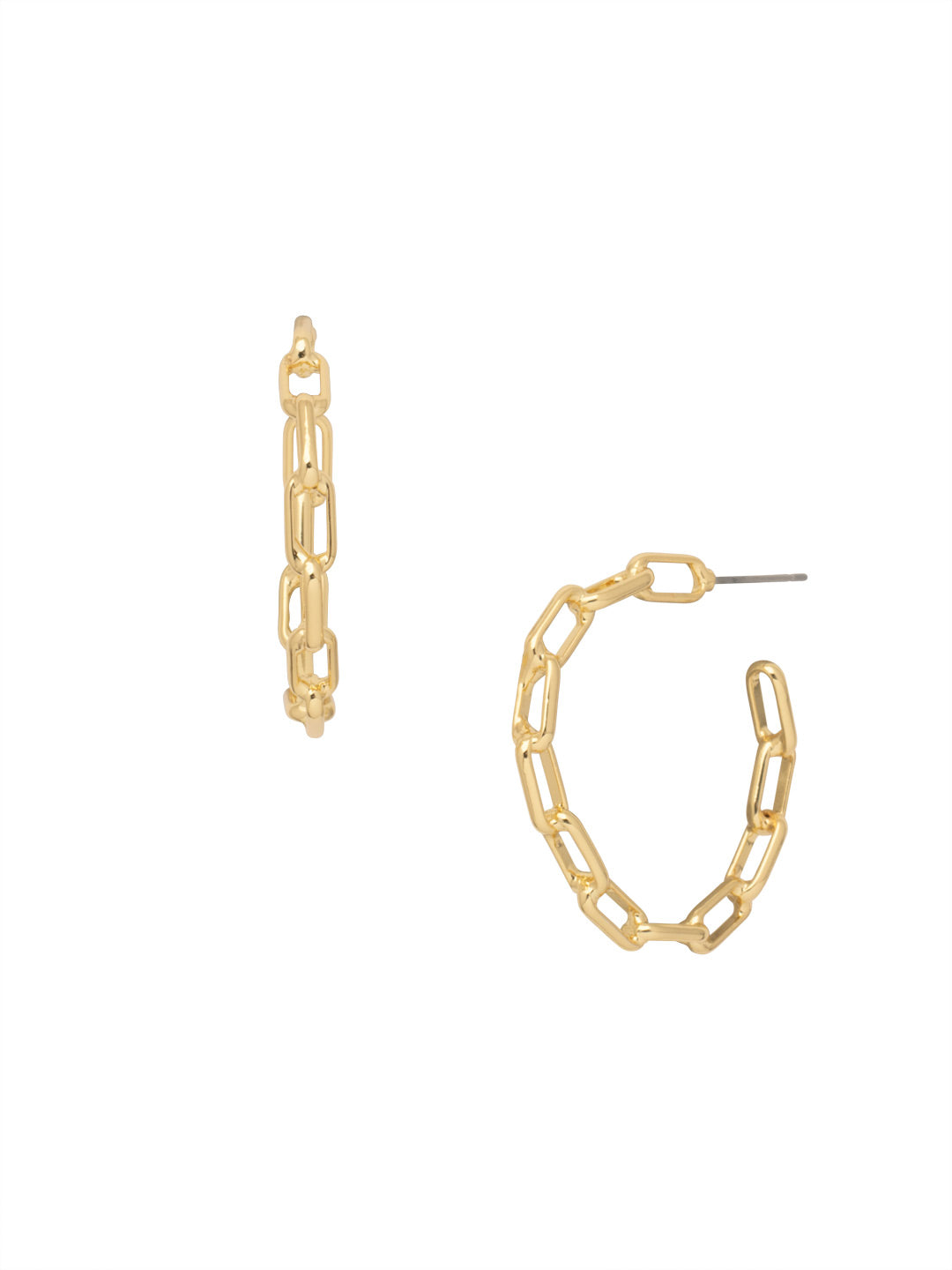 Chain Link Hoop Earrings - 8EA4BGMTL - <p>The Chain Link Hoop Earrings feature a line of frozen chain links on a post. From Sorrelli's Bare Metallic collection in our Bright Gold-tone finish.</p>