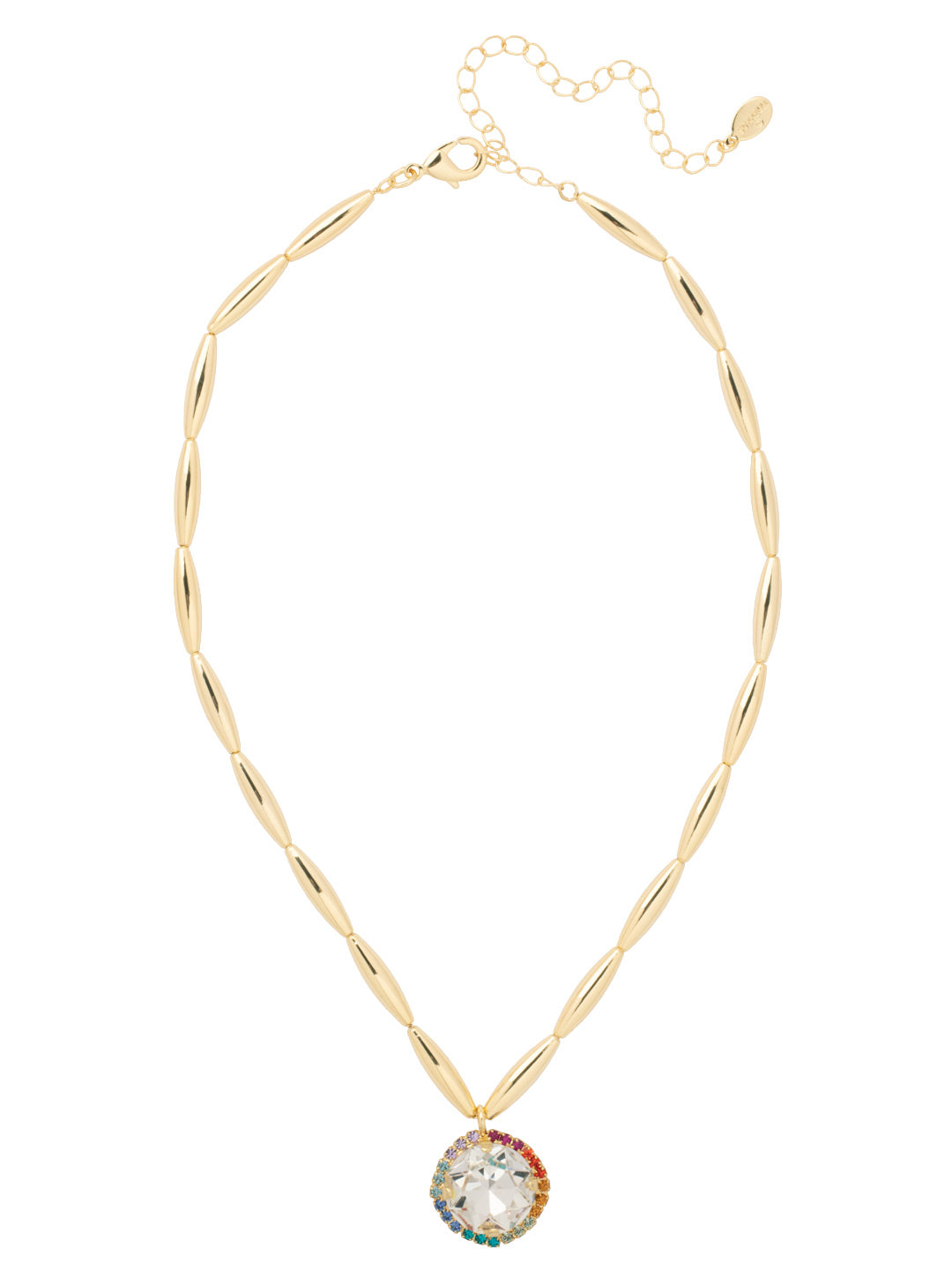 Giselle Pendant Necklace - 8NA4BGPRI - <p>The Giselle Pendant Necklace features a bold round halo cut crystal on an adjustable tubular style chain, secured in the back with a lobster claw clasp. From Sorrelli's Prism collection in our Bright Gold-tone finish.</p>