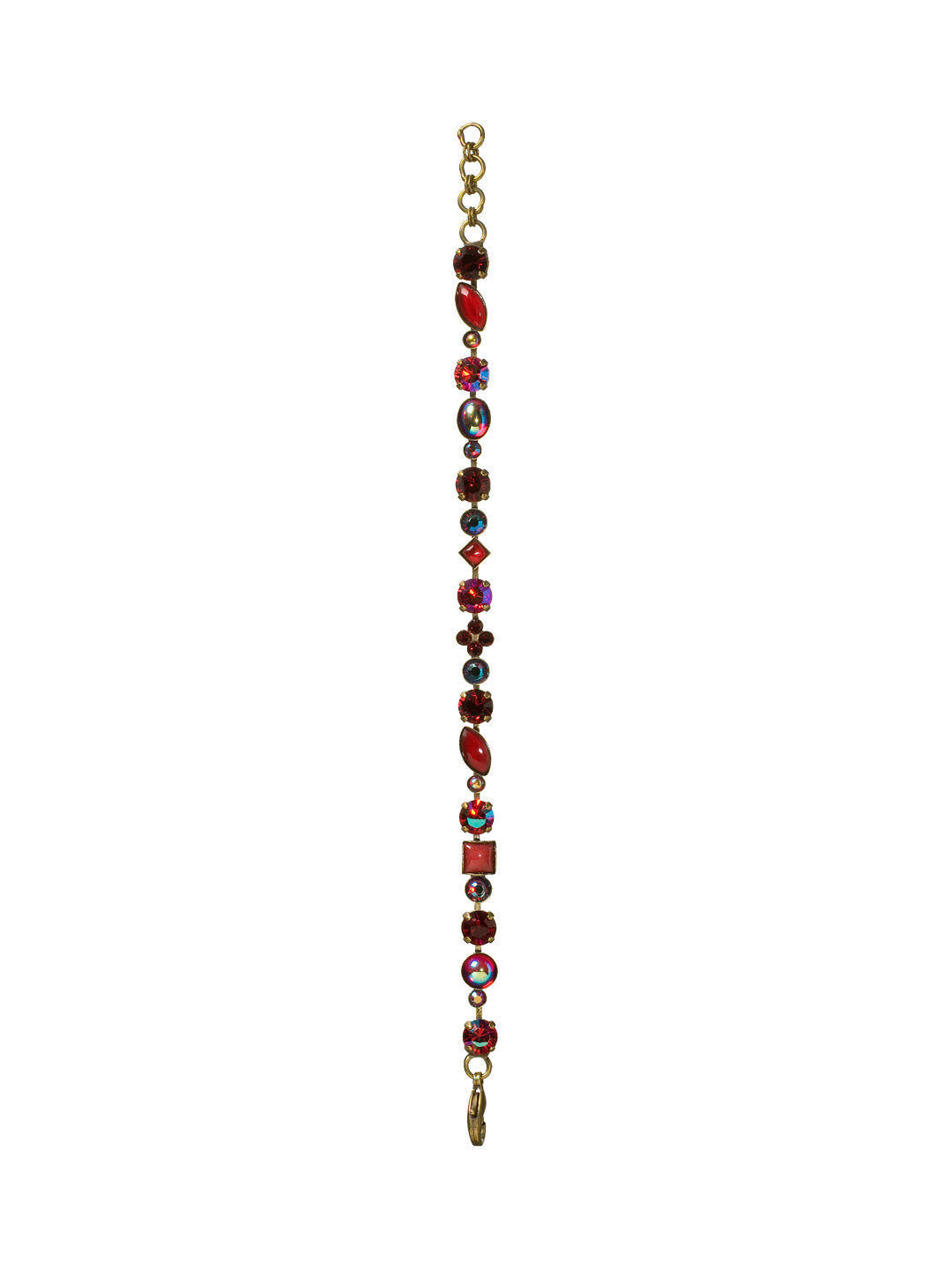 Crystal and Cabochon Tennis Bracelet - BAQ3AGCB - All over sparkle. Alternating cabochons and multi-cut crystals form this effortless and classic line bracelet. From Sorrelli's Cranberry collection in our Antique Gold-tone finish.