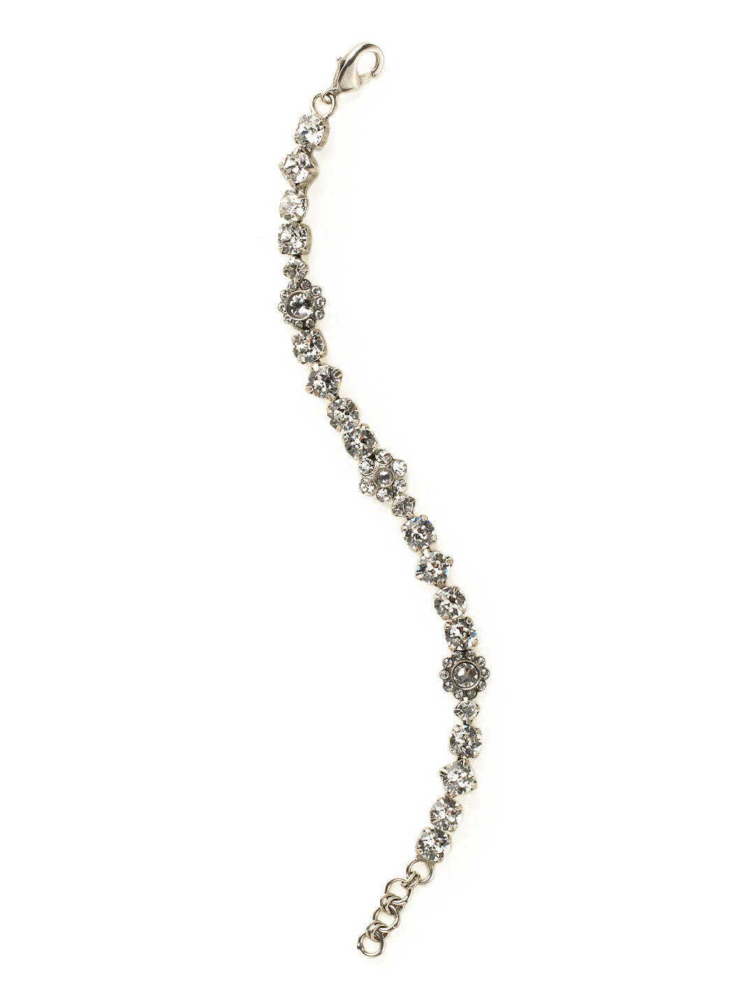 Classic Floral Tennis Bracelet - BBE2ASCRY - Blossoming beauty. This classic bracelet features a combination of round and floral cluster crystals to create the perfect amount of sweet sparkle. From Sorrelli's Crystal collection in our Antique Silver-tone finish.
