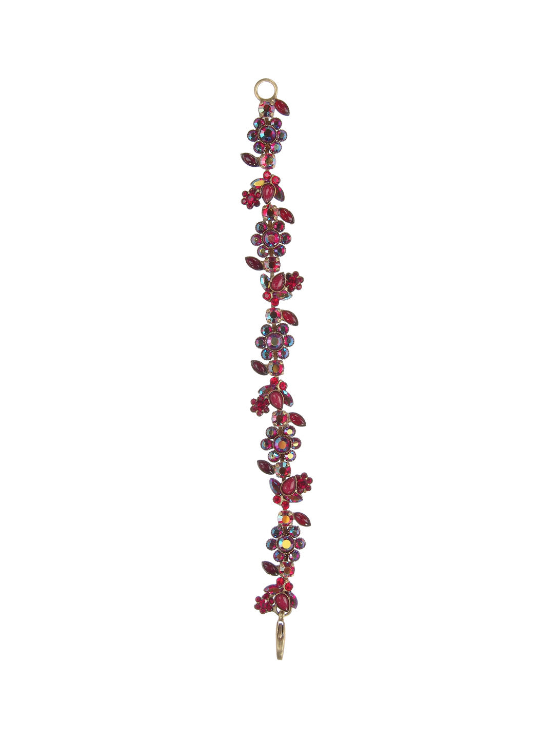 Crystal Flower Classic Bracelet - BBJ31AGCB -  From Sorrelli's Cranberry collection in our Antique Gold-tone finish.