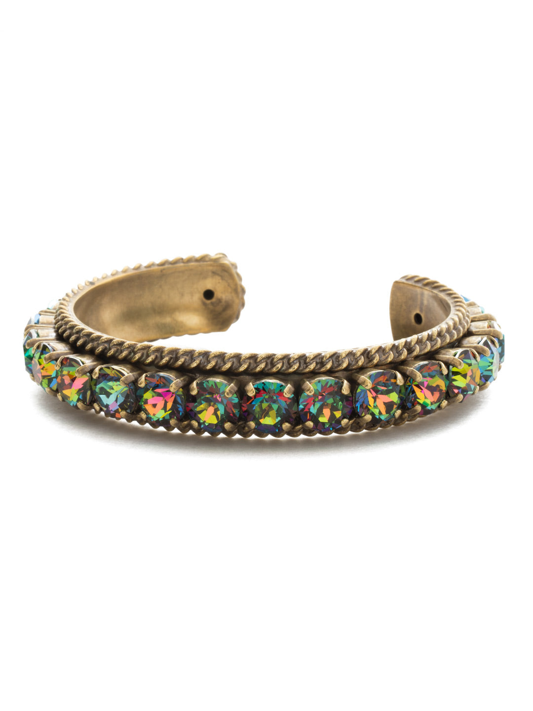 Quintessential Woven Cuff Bracelet - BCN1AGVO - Chic, sweet, and to the point. You'll adore adding this cuff bracelet to your jewelry box. A single row of circular crystals on an ornate band makes this piece the must-have for the season. Go bold or be understated chic, either way you'll shine!