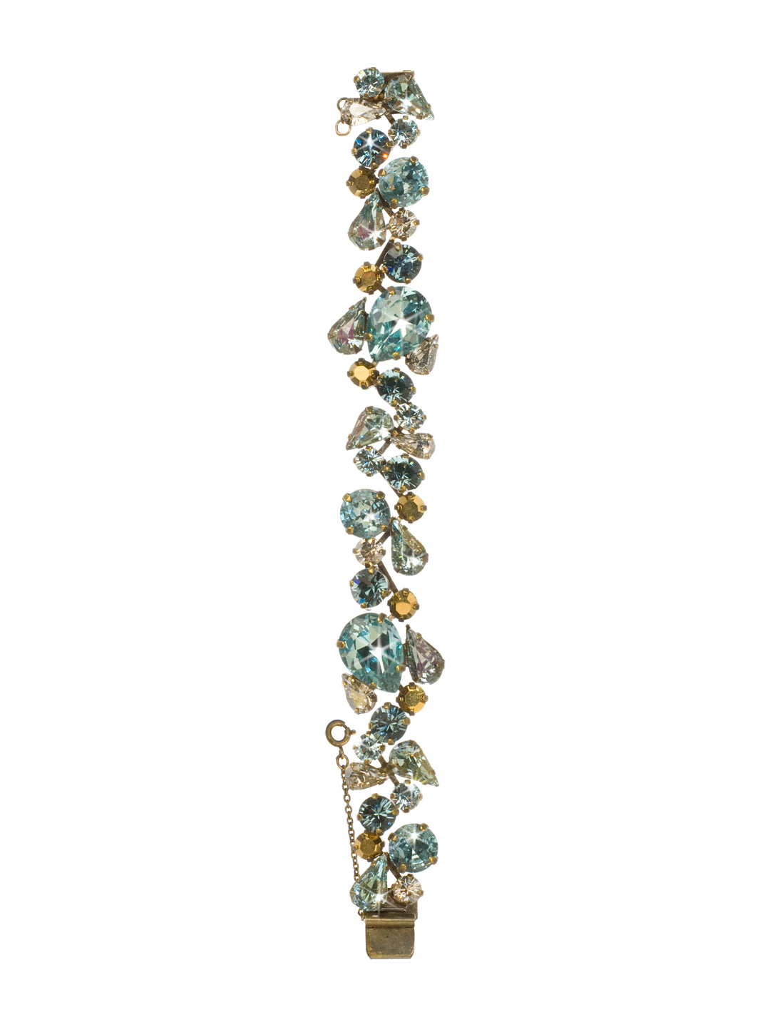 Teardrop Crystal Cluster Line Bracelet Tennis Bracelet - BCP3AGAFG - This bracelet pairs gorgeous, large teardrop crystals with smaller stones to create an off-the-wall patterned look. Enjoy the way this piece allows you to stand out, while giving off an elegant vibe. From Sorrelli's Afterglow collection in our Antique Gold-tone finish.
