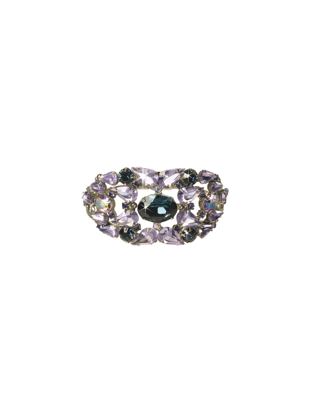 Center of Attention Cuff - BCP6ASHY - Holy sparkle! This cuff bracelet features a stunning center jewel with layers of radiating crystals. Prepare to have all eyes on you and your brilliant bauble! From Sorrelli's Hydrangea collection in our Antique Silver-tone finish.