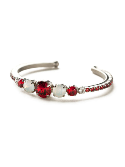 Dazzling Dotted Line Cuff - BCQ14ASCP - This cuff bracelet is pretty and petite yet packed with sparkle! Multi-sized round crystals cover this bracelet from end to end. Add this beauty to your current arm party or wear alone for a subtle statement.