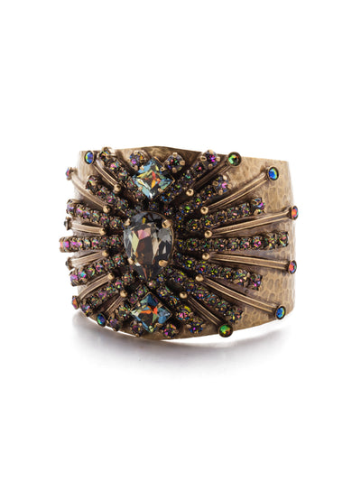 Sparkling Spectacle Cuff Bracelet - BCQ15AGVO - <p>Talk about a crystallized cuff!  This bracelet is intricately designed and smothered in gemstones. The simple yet ornate cuff allows the unique pattern of the jewels to flare against the metallic backing. From Sorrelli's Volcano collection in our Antique Gold-tone finish.</p>