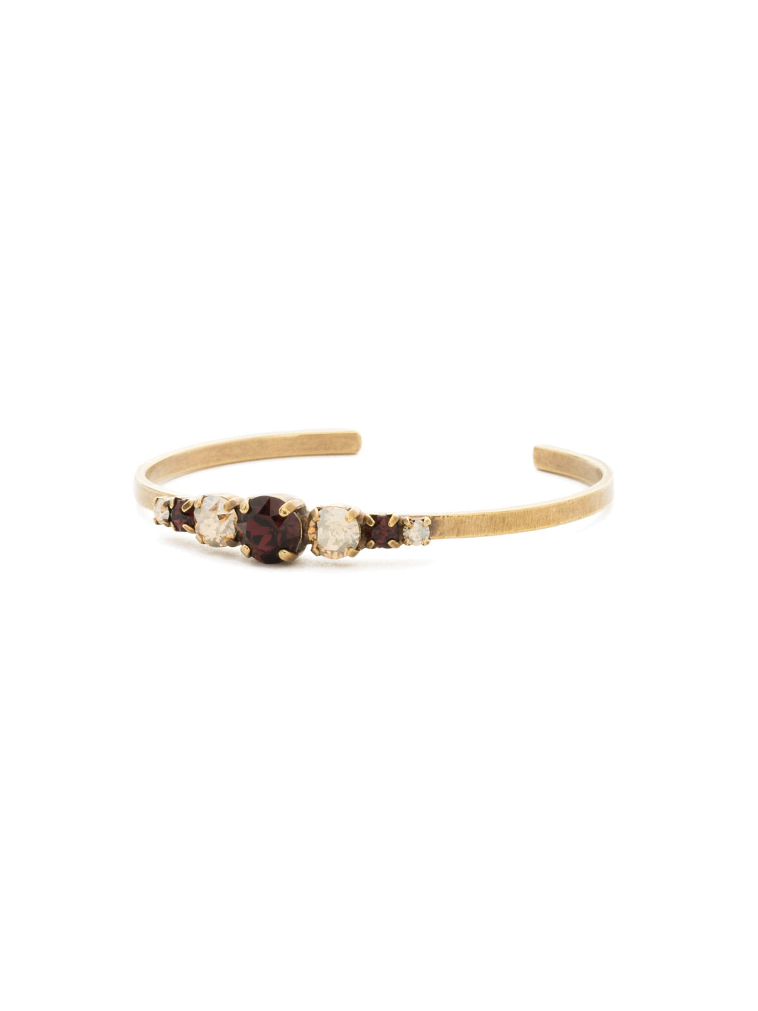 Petite Round Crystal Cuff Bracelet - BDA14AGMMA - <p>This petite cuff combines crystal and metal elements to add the perfect touch of sparkle to your favorite arm party. From Sorrelli's Mighty Maroon collection in our Antique Gold-tone finish.</p>