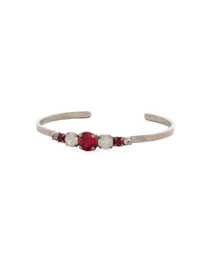 Petite Round Crystal Cuff Bracelet - BDA14ASCP - This petite cuff combines crystal and metal elements to add the perfect touch of sparkle to your favorite arm party. From Sorrelli's Crimson Pride collection in our Antique Silver-tone finish.