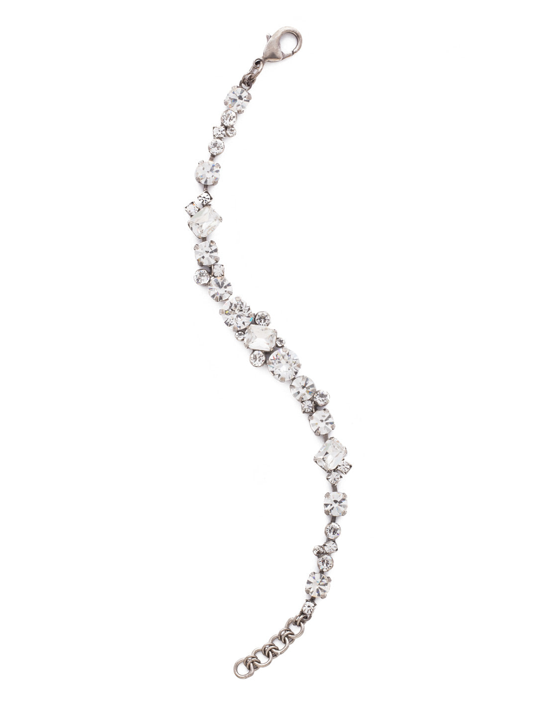 Geo Classic Tennis Bracelet - BDG46ASCRY - <p>Delicate round crystals mix with emerald cut crystals for a classic and elegant look. From Sorrelli's Crystal collection in our Antique Silver-tone finish.</p>