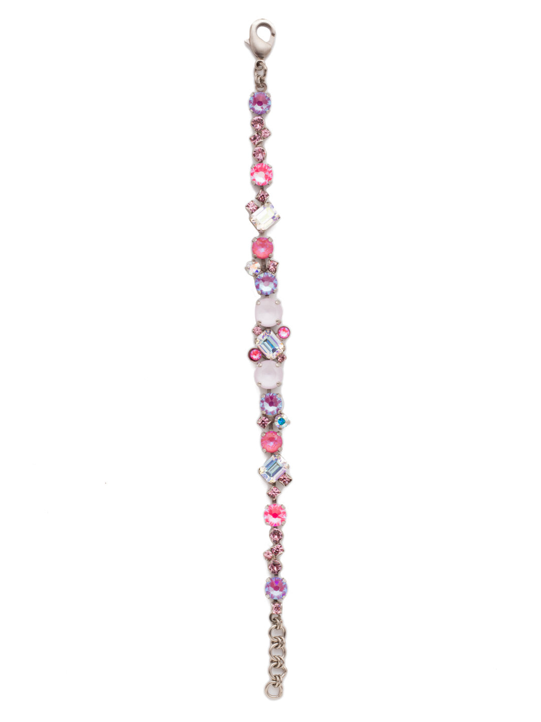 Geo Classic Tennis Bracelet - BDG46ASETP - <p>Delicate round crystals mix with emerald cut crystals for a classic and elegant look. From Sorrelli's Electric Pink collection in our Antique Silver-tone finish.</p>