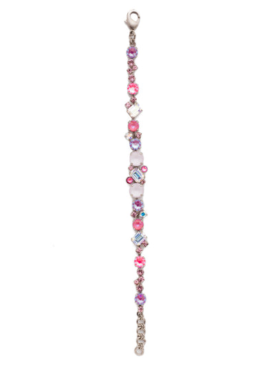 Geo Classic Tennis Bracelet - BDG46ASETP - <p>Delicate round crystals mix with emerald cut crystals for a classic and elegant look. From Sorrelli's Electric Pink collection in our Antique Silver-tone finish.</p>