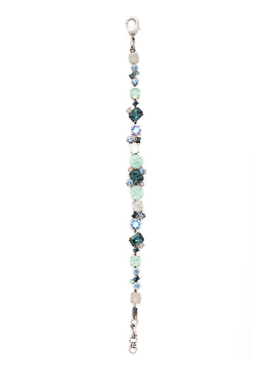 Geo Classic Tennis Bracelet - BDG46ASNFT - Delicate round crystals mix with emerald cut crystals for a classic and elegant look. From Sorrelli's Night Frost collection in our Antique Silver-tone finish.
