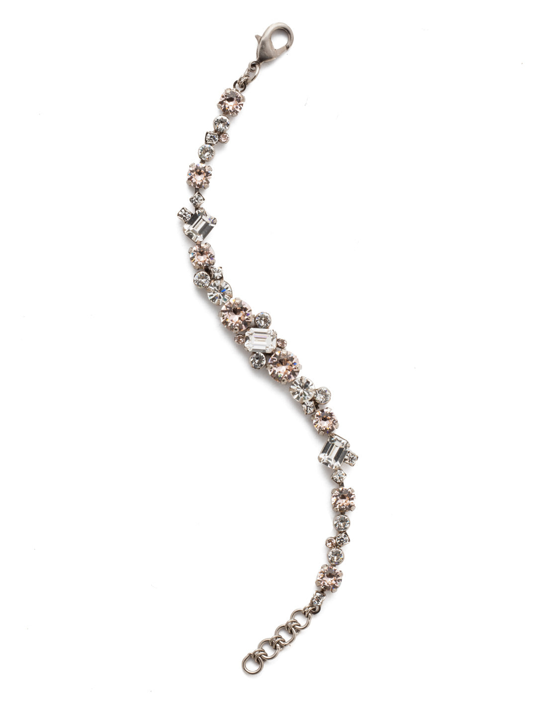 Geo Classic Tennis Bracelet - BDG46ASPLS - <p>Delicate round crystals mix with emerald cut crystals for a classic and elegant look. From Sorrelli's Soft Petal collection in our Antique Silver-tone finish.</p>