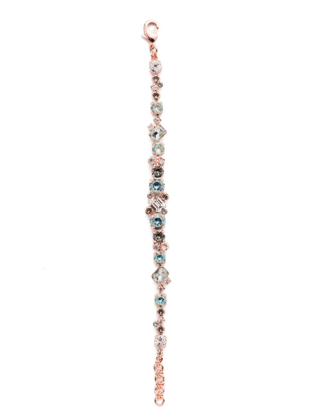 Geo Classic Tennis Bracelet - BDG46RGCAZ - Delicate round crystals mix with emerald cut crystals for a classic and elegant look. From Sorrelli's Crystal Azure collection in our Rose Gold-tone finish.