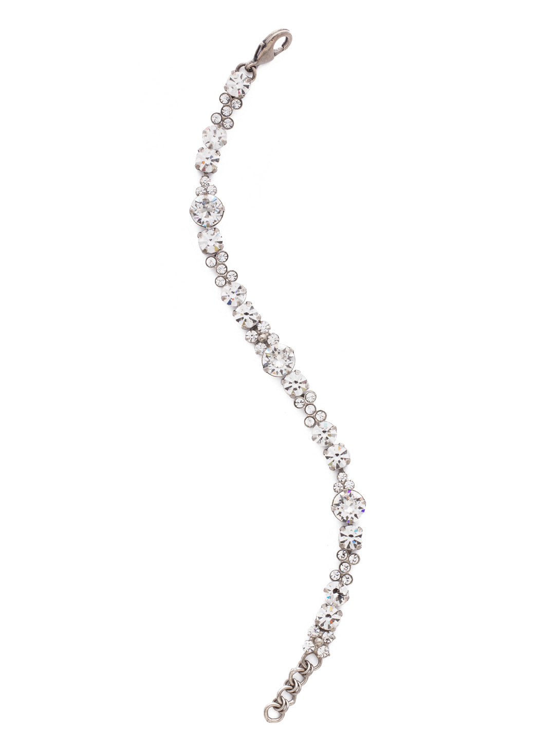 Well-Rounded Bracelet - BDK10ASCRY - <p>Large circular gems form a centerpiece for more dainty and delicate round cut crystals on a classic line frame. From Sorrelli's Crystal collection in our Antique Silver-tone finish.</p>