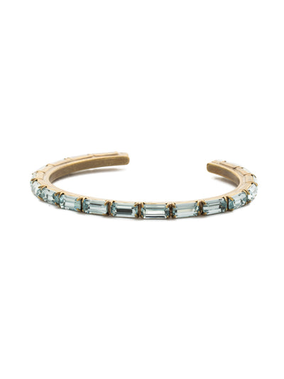 Brilliant Baguette Cuff Bracelet - BDK49AGLAQ - <p>This cuff bracelet features repeating crystal baguettes and can be mixed and matched in a myriad of ways. From Sorrelli's Light Aqua collection in our Antique Gold-tone finish.</p>