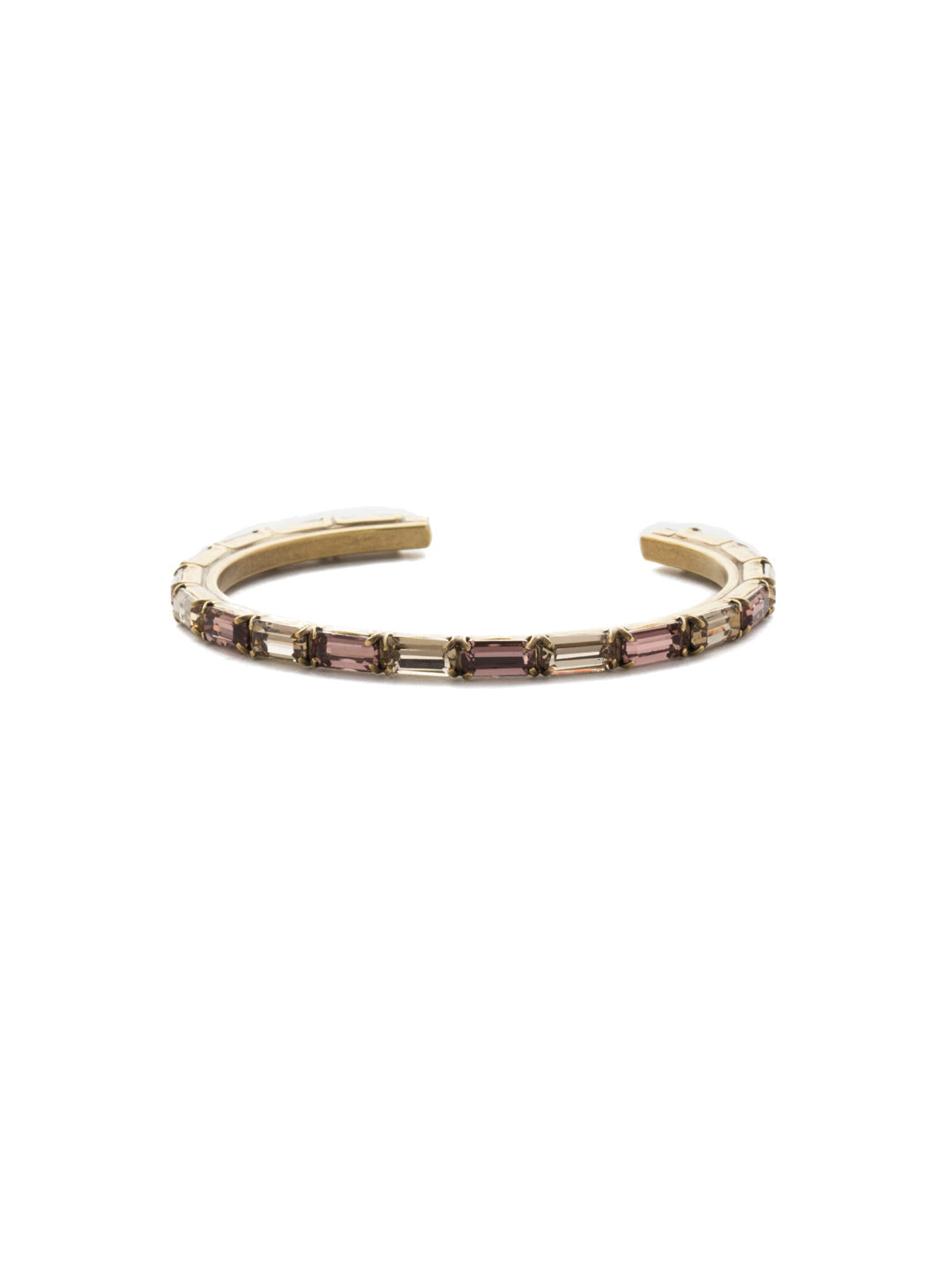 Brilliant Baguette Cuff Bracelet - BDK49AGMMA - This cuff bracelet features repeating crystal baguettes and can be mixed and matched in a myriad of ways. From Sorrelli's Mighty Maroon collection in our Antique Gold-tone finish.