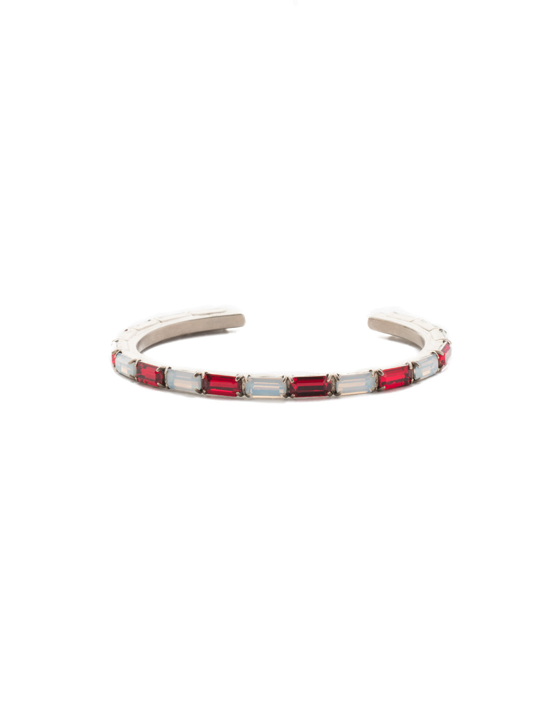 Brilliant Baguette Cuff Bracelet - BDK49ASCP - This cuff bracelet features repeating crystal baguettes and can be mixed and matched in a myriad of ways. From Sorrelli's Crimson Pride collection in our Antique Silver-tone finish.