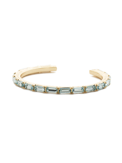 Brilliant Baguette Cuff Bracelet - BDK49BGLAQ - This cuff bracelet features repeating crystal baguettes and can be mixed and matched in a myriad of ways. From Sorrelli's Light Aqua collection in our Bright Gold-tone finish.