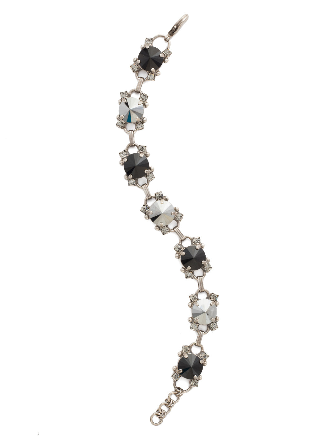 Marigold Classic Line Tennis Bracelet - BDK69ASBON - <p>Round rivoli-cut crystals are adorned with delicate rounds for a simply sparkling look. From Sorrelli's Black Onyx collection in our Antique Silver-tone finish.</p>