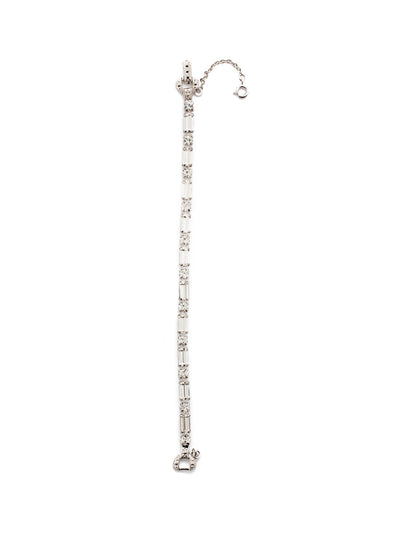 Line and Dot Tennis Bracelet - BDK70RHCRY - <p>A petite line bracelet with an alternating pattern of round and baguette crystals. From Sorrelli's Crystal collection in our Palladium Silver-tone finish.</p>