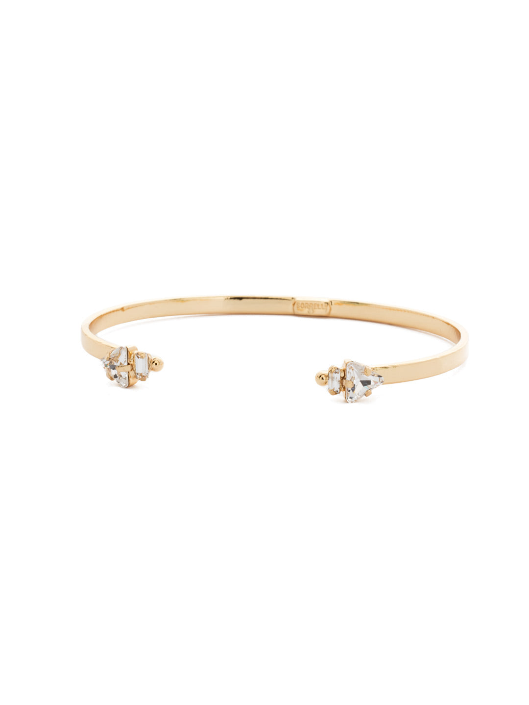Open Ended Cuff Bracelet - BDM21BGCRY - <p>Petite geometric crystals adorn this petite cuff bracelet. Wear alone for a minimalist look or add to your favorite bracelet stack. From Sorrelli's Crystal collection in our Bright Gold-tone finish.</p>