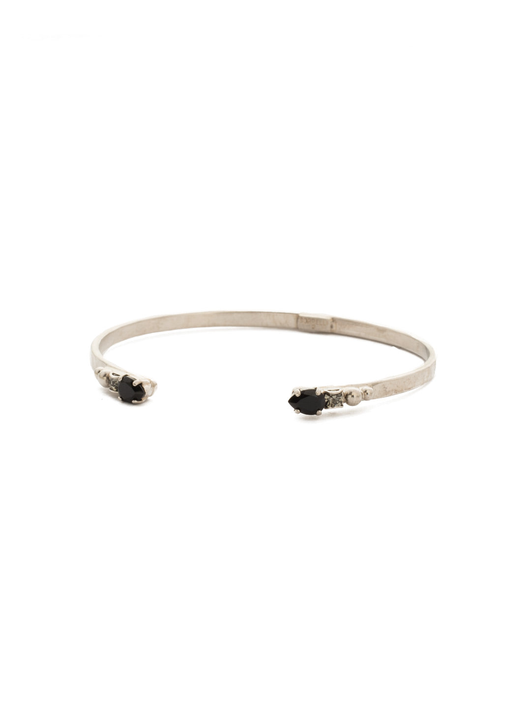 Simple Styling Open Cuff Bracelet - BDN9ASBON - <p>The perfect layering cuff simply adorned with crystals on both ends. From Sorrelli's Black Onyx collection in our Antique Silver-tone finish.</p>