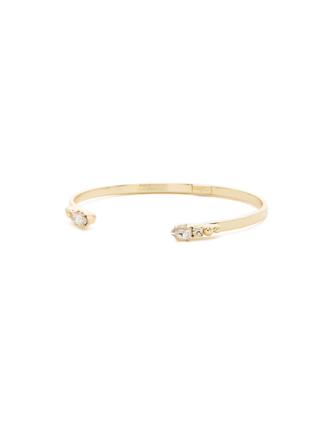 Simple Styling Open Cuff Bracelet - BDN9BGCRY - The perfect layering cuff simply adorned with crystals on both ends.