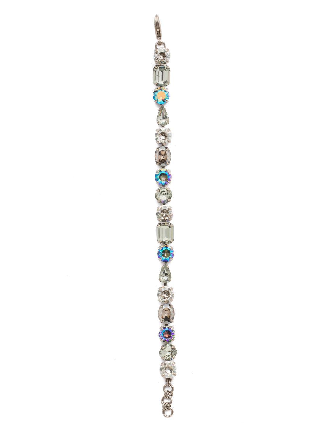 Clover Tennis Bracelet - BDQ13ASCRO - <p>A unique multi-cut line bracelet featuring brilliant emerald, pear, round and cushion-cut crystals. From Sorrelli's Crystal Rock collection in our Antique Silver-tone finish.</p>