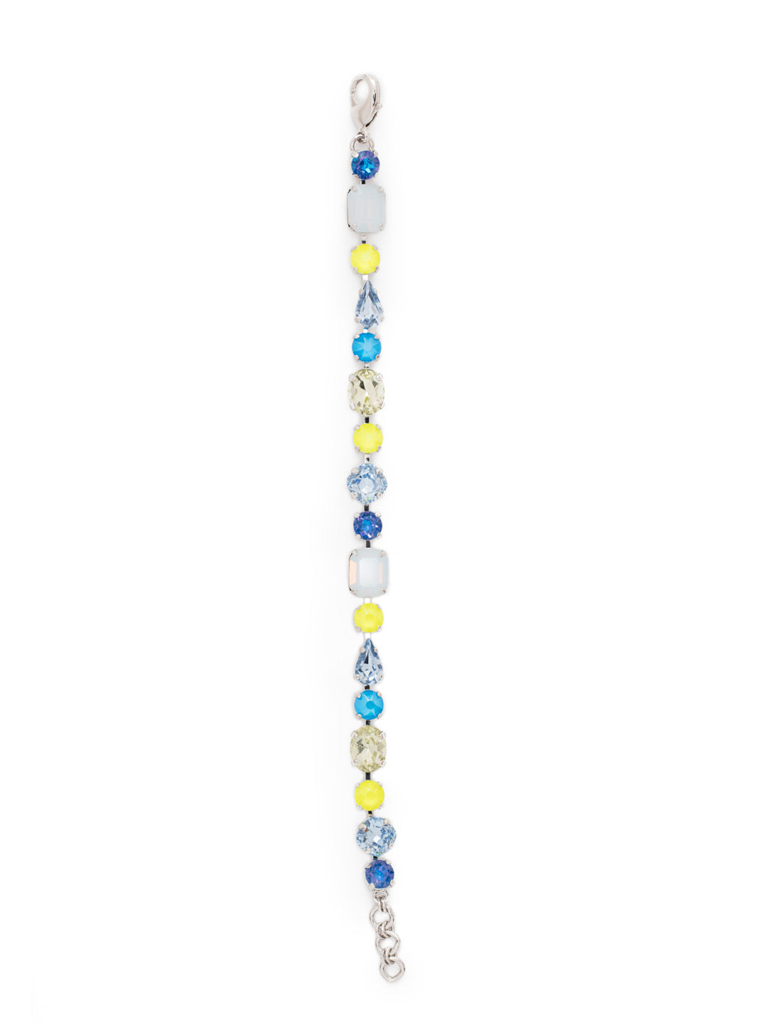 Clover Tennis Bracelet - BDQ13PDBPY - <p>A unique multi-cut line bracelet featuring brilliant emerald, pear, round and cushion-cut crystals. From Sorrelli's Blue Poppy collection in our Palladium finish.</p>