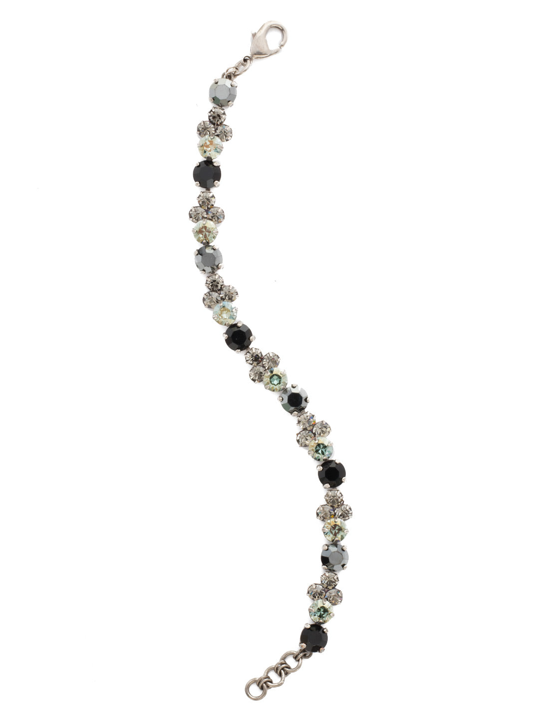 Wisteria Tennis Bracelet - BDQ36ASBON - <p>Round and round we go with a linear pattern of circular crystals. From Sorrelli's Black Onyx collection in our Antique Silver-tone finish.</p>