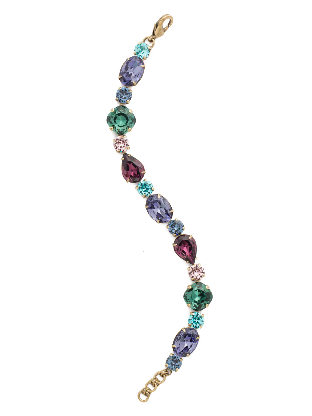 Narcissus Tennis Bracelet - BDQ37AGJT - <p>Oval, round, pear and square crystals line up in this classic, yet surprisingly contemporary style. From Sorrelli's Jewel Tone collection in our Antique Gold-tone finish.</p>
