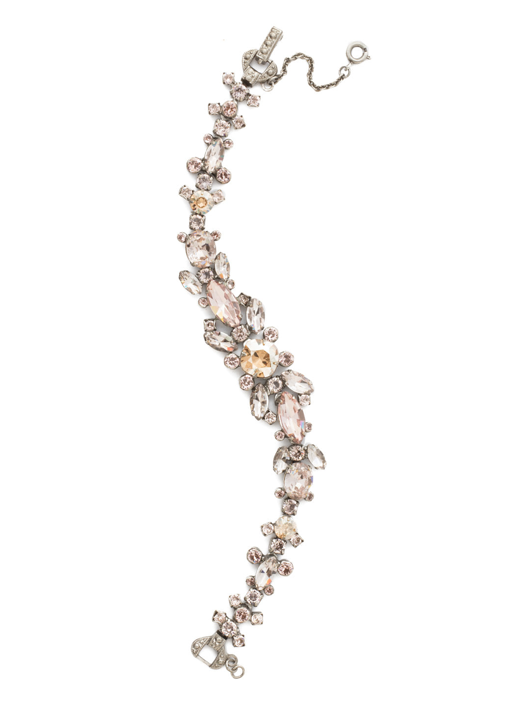 Aubretia Bracelet - BDT16ASSBL - <p>Navette and round crystals alternate in a linear pattern, flanked by a mix of delicate stones. From Sorrelli's Satin Blush collection in our Antique Silver-tone finish.</p>
