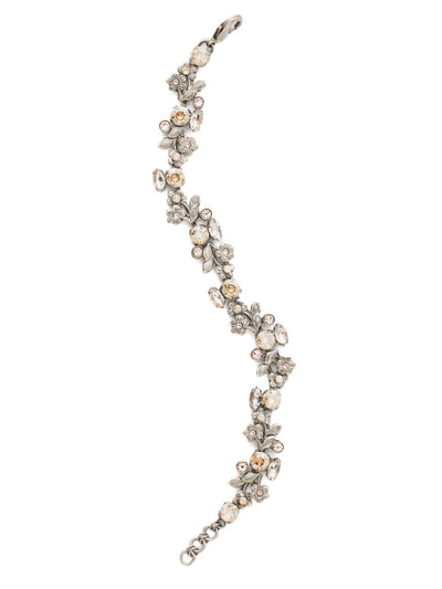 Linden Bracelet - BDT19ASSBL - <p>Feminine, floral metalwork is accented with a mixture of round and navette crystals. From Sorrelli's Satin Blush collection in our Antique Silver-tone finish.</p>