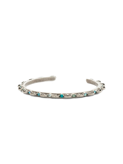 Foxglove Bracelet - BDU22ASSMN - An open metal bangle accented with detailed metalwork and a pattern of round crystals for a sparkling finishing touch.