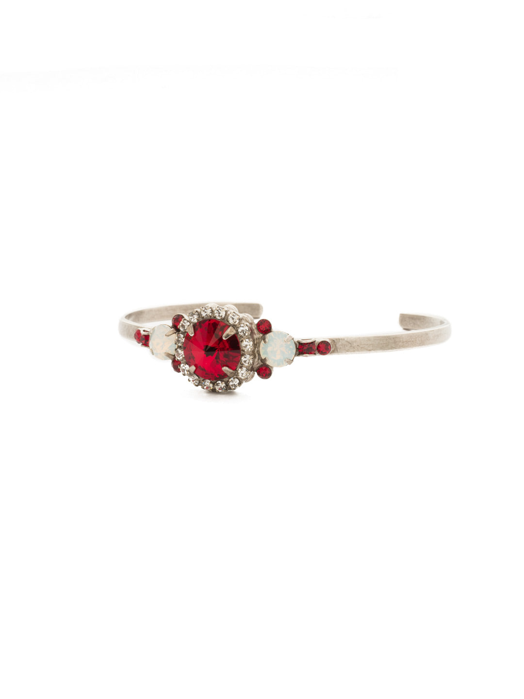 Embellished Rivoli Bracelet - BDU44ASCP - <p>A central round rivoli cut crystal is encircled with delicate rhinestones and embellished with petite circular stones. From Sorrelli's Crimson Pride collection in our Antique Silver-tone finish.</p>