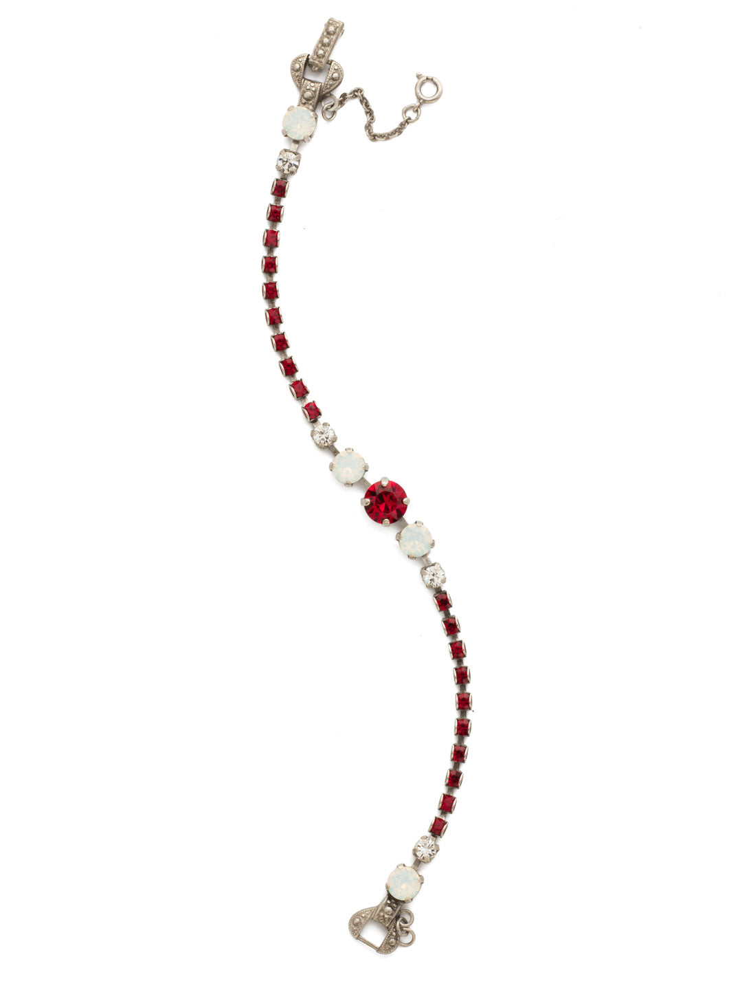 Round Up Bracelet - BDU47ASCP - <p>Petite round crystals in a variety of settings adorn four larger crystal orbs to form this sleek style. From Sorrelli's Crimson Pride collection in our Antique Silver-tone finish.</p>