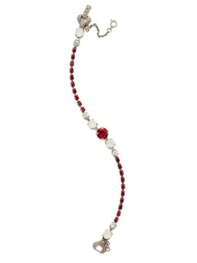Round Up Bracelet - BDU47ASCP - Petite round crystals in a variety of settings adorn four larger crystal orbs to form this sleek style.