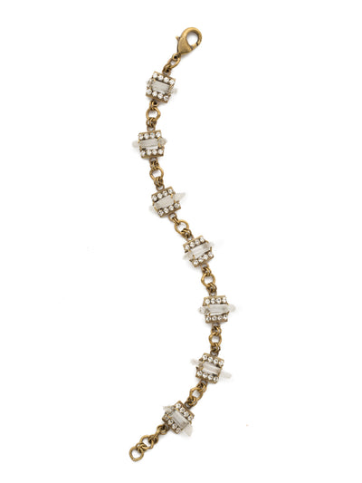 Square's To You Bracelet - BDW11AGCRY - A string of identical baguette crystals are enclosed by small round crystals and interlocked through chains.