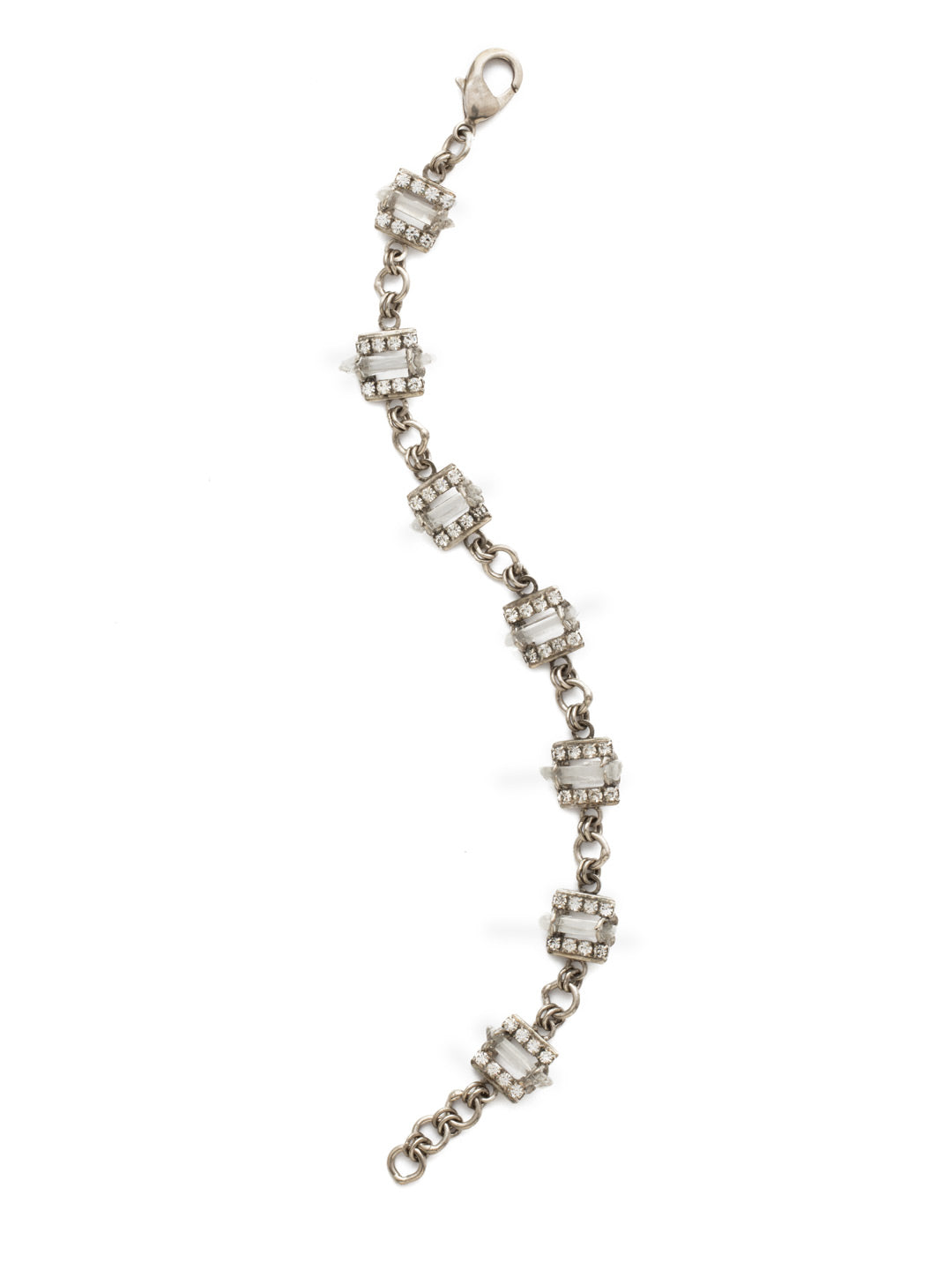 Square's To You Bracelet - BDW11ASCRY - <p>A string of identical baguette crystals are enclosed by small round crystals and interlocked through chains. From Sorrelli's Crystal collection in our Antique Silver-tone finish.</p>