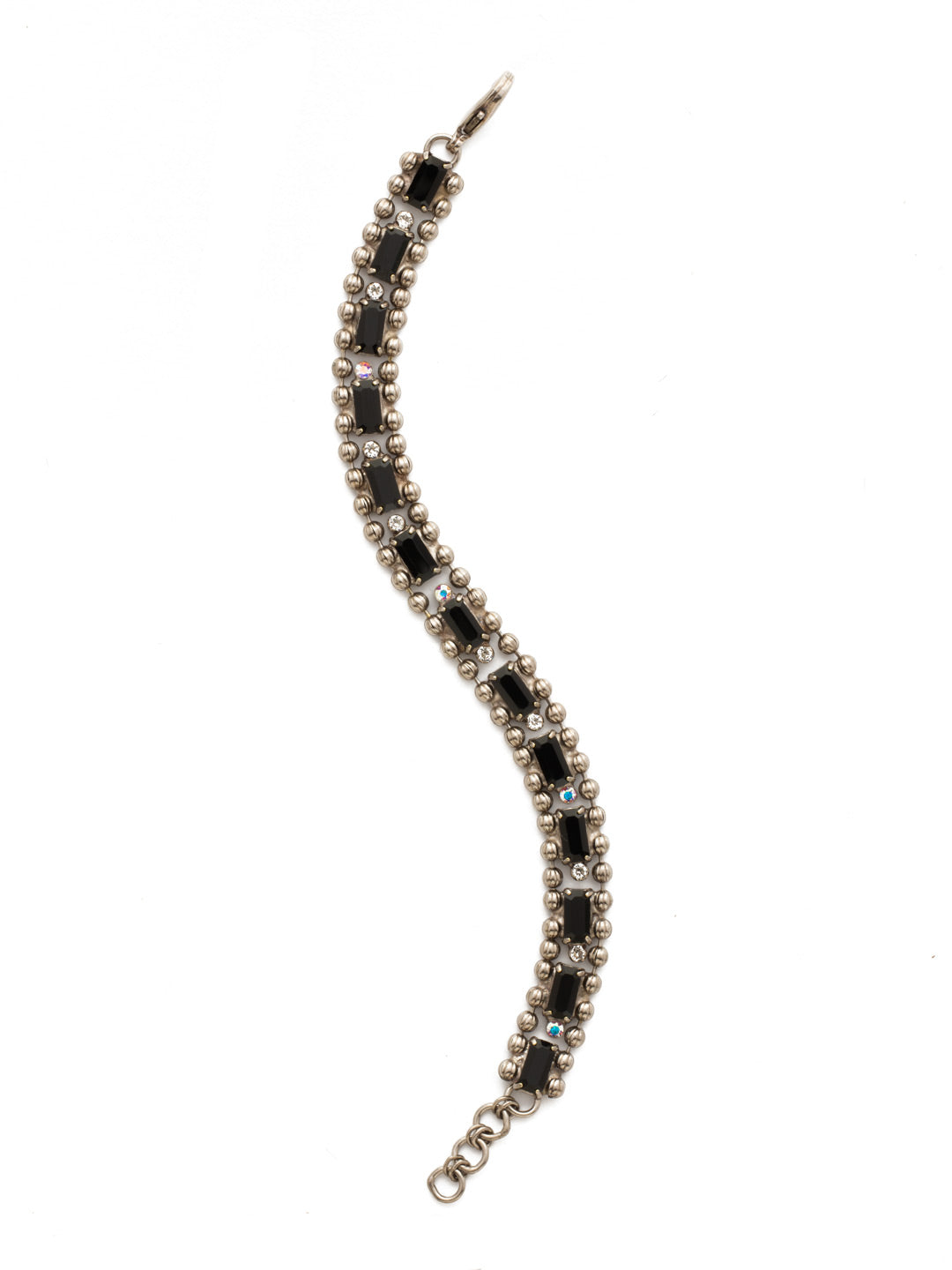 Fescue Tennis Bracelet - BDX10ASBLT - <p>Two rows of metal beading encapsulate a row of brilliant baguettes and shimmering round crystals. From Sorrelli's Black Tie collection in our Antique Silver-tone finish.</p>