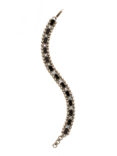 Fescue Tennis Bracelet - BDX10ASBLT - <p>Two rows of metal beading encapsulate a row of brilliant baguettes and shimmering round crystals. From Sorrelli's Black Tie collection in our Antique Silver-tone finish.</p>