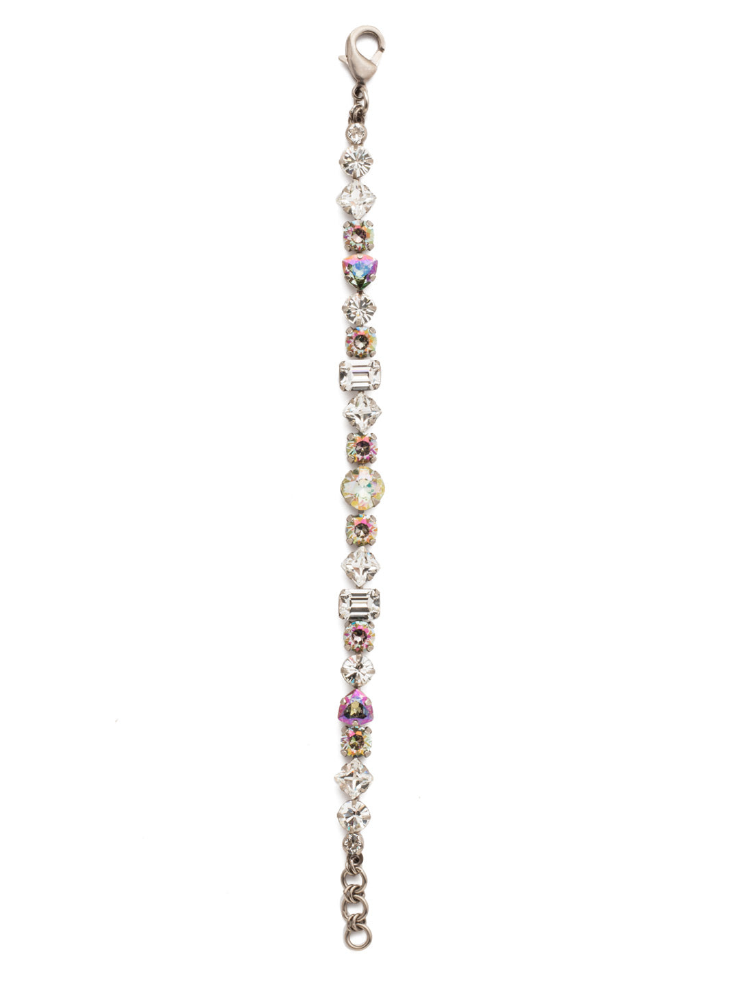 Sedge Tennis Bracelet - BDX1ASCRE - <p>This fully encrusted line bracelet features a variety of stones in square, round, cushion antique, triangle antique, and baguette shapes. From Sorrelli's Crystal Envy collection in our Antique Silver-tone finish.</p>