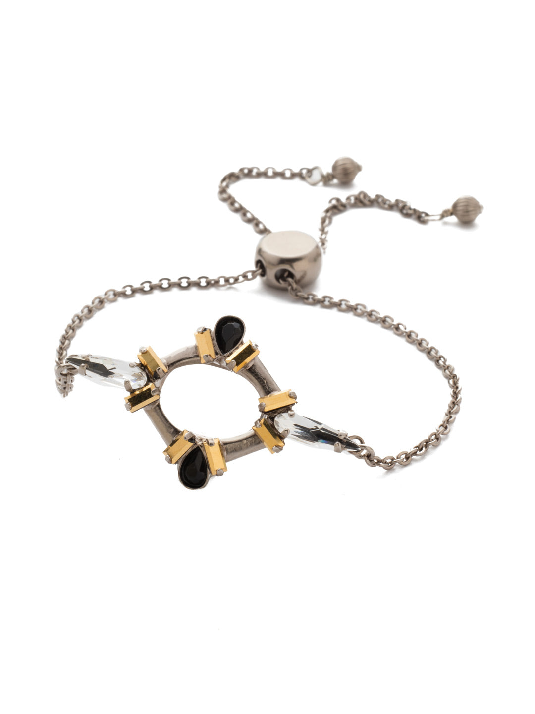 Nevaeh Adjustable Slider Bracelet - BEA23ASHMT - <p>A modern yet elegant center piece design adorned with a variety of crystals centers this slider bracelet, which can be easily adjusted to your desired fit. Perfect to pair with other bracelets or to wear alone. From Sorrelli's Heavy Metal collection in our Antique Silver-tone finish.</p>